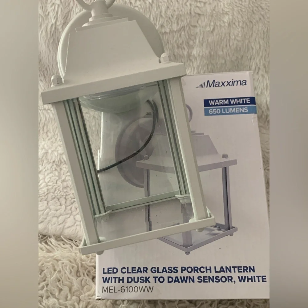 White LED Porch Lantern Dusk Dawn Sensor New Open Box 1 Light Porch Lights